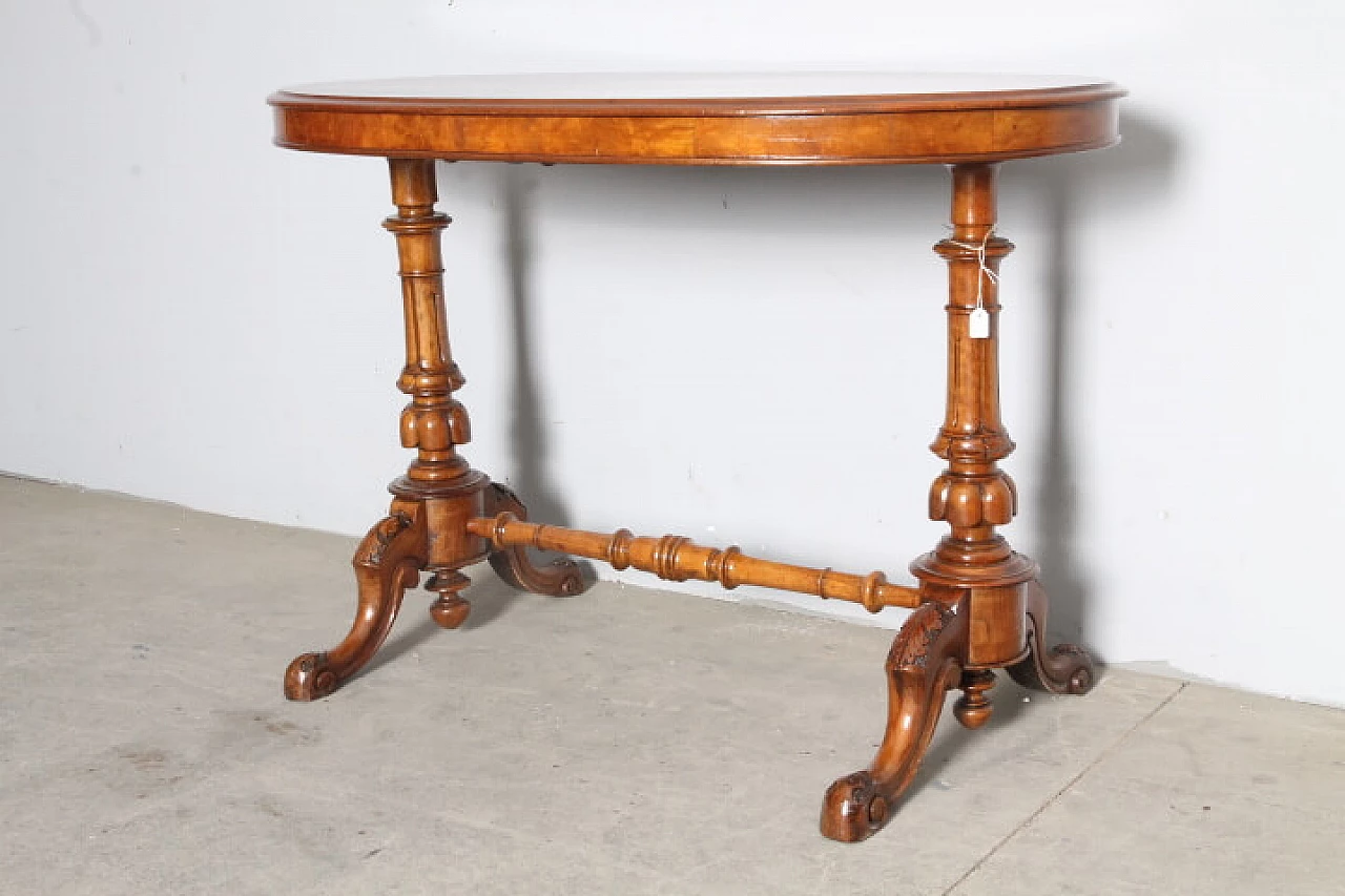 Walnut and burl coffee table with maple inlays, 19th century 1