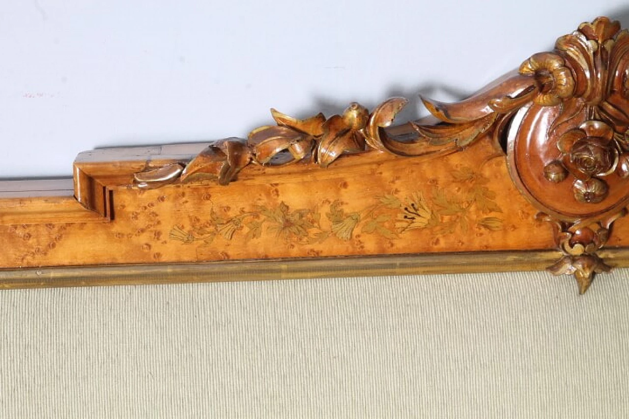 Napoleon III walnut and beige velvet headboard, late 19th century 4