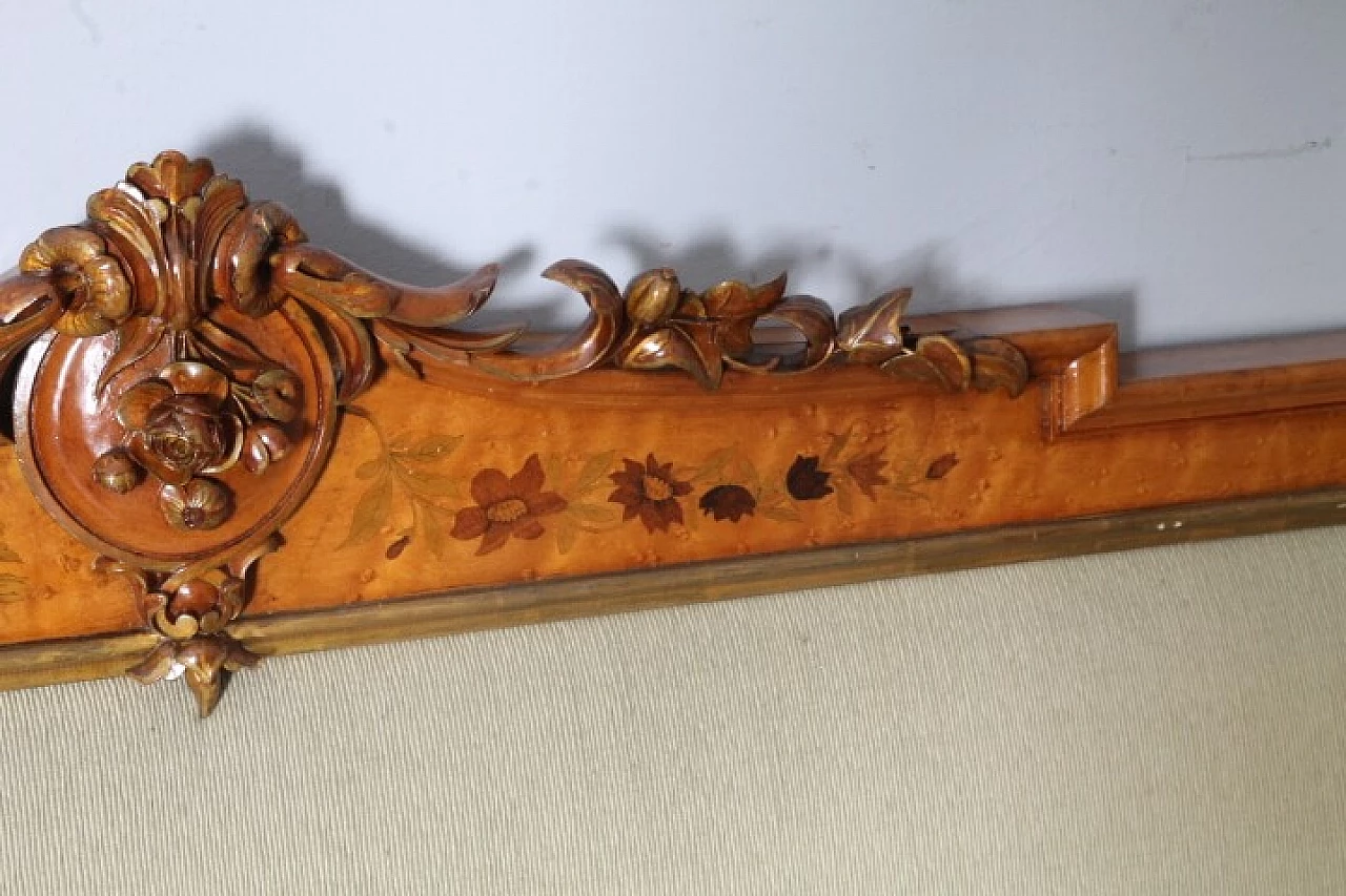 Napoleon III walnut and beige velvet headboard, late 19th century 5