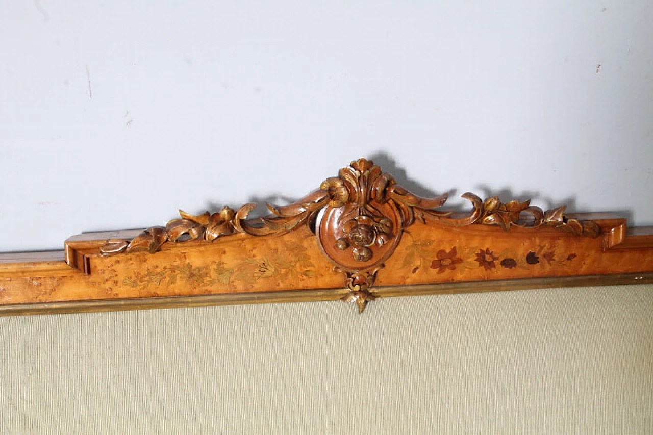 Napoleon III walnut and beige velvet headboard, late 19th century 6