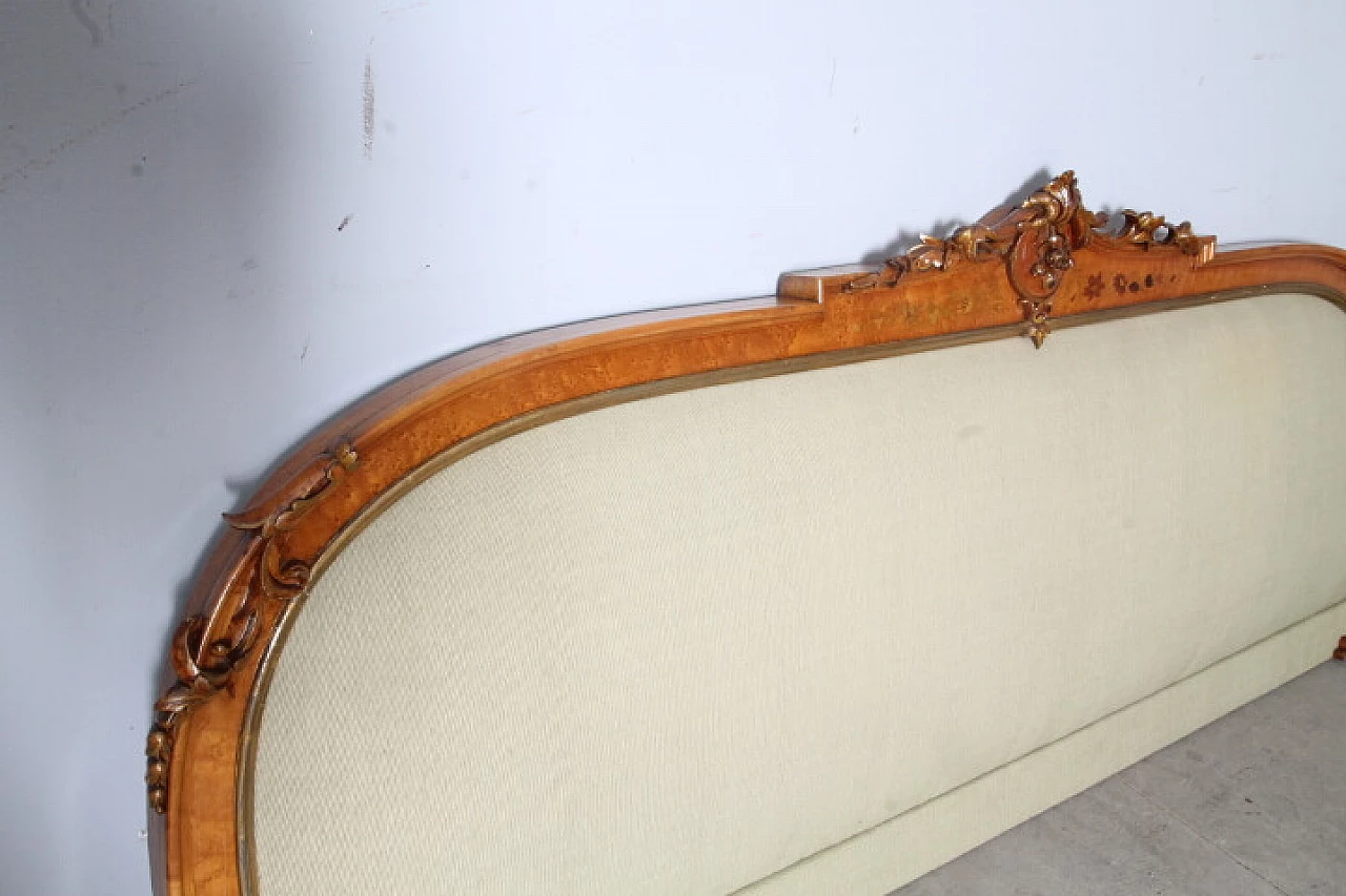 Napoleon III walnut and beige velvet headboard, late 19th century 9