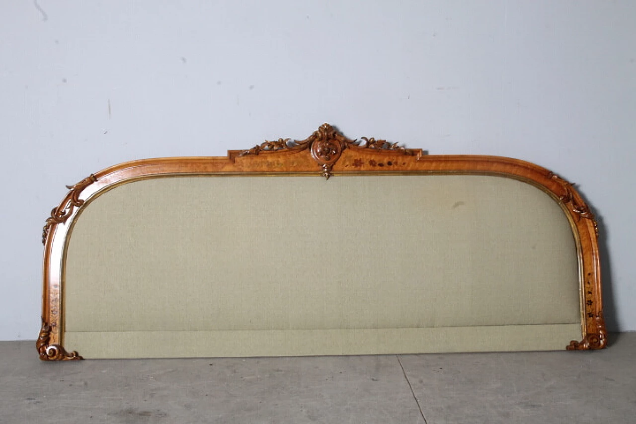 Napoleon III walnut and beige velvet headboard, late 19th century 10