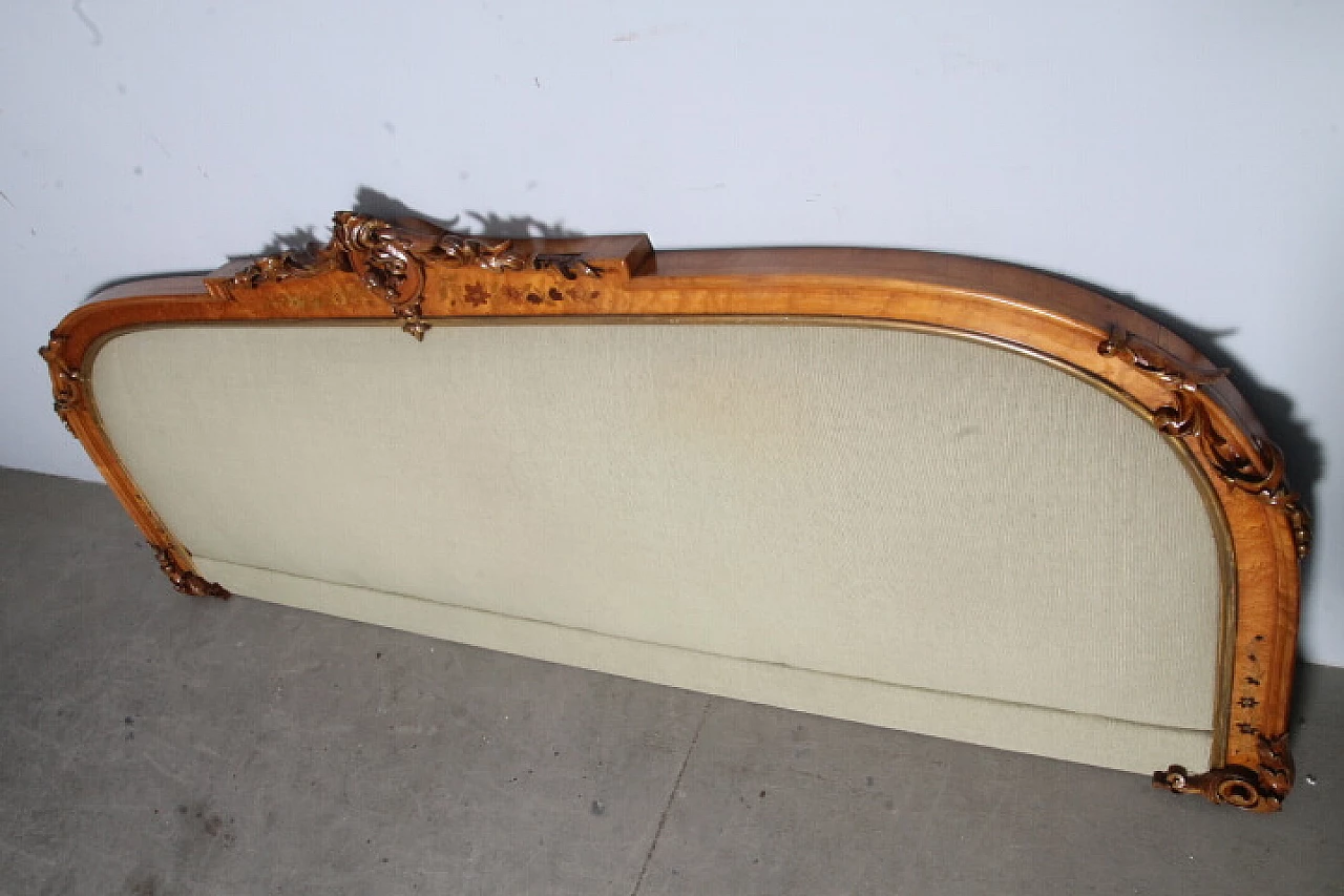 Napoleon III walnut and beige velvet headboard, late 19th century 12