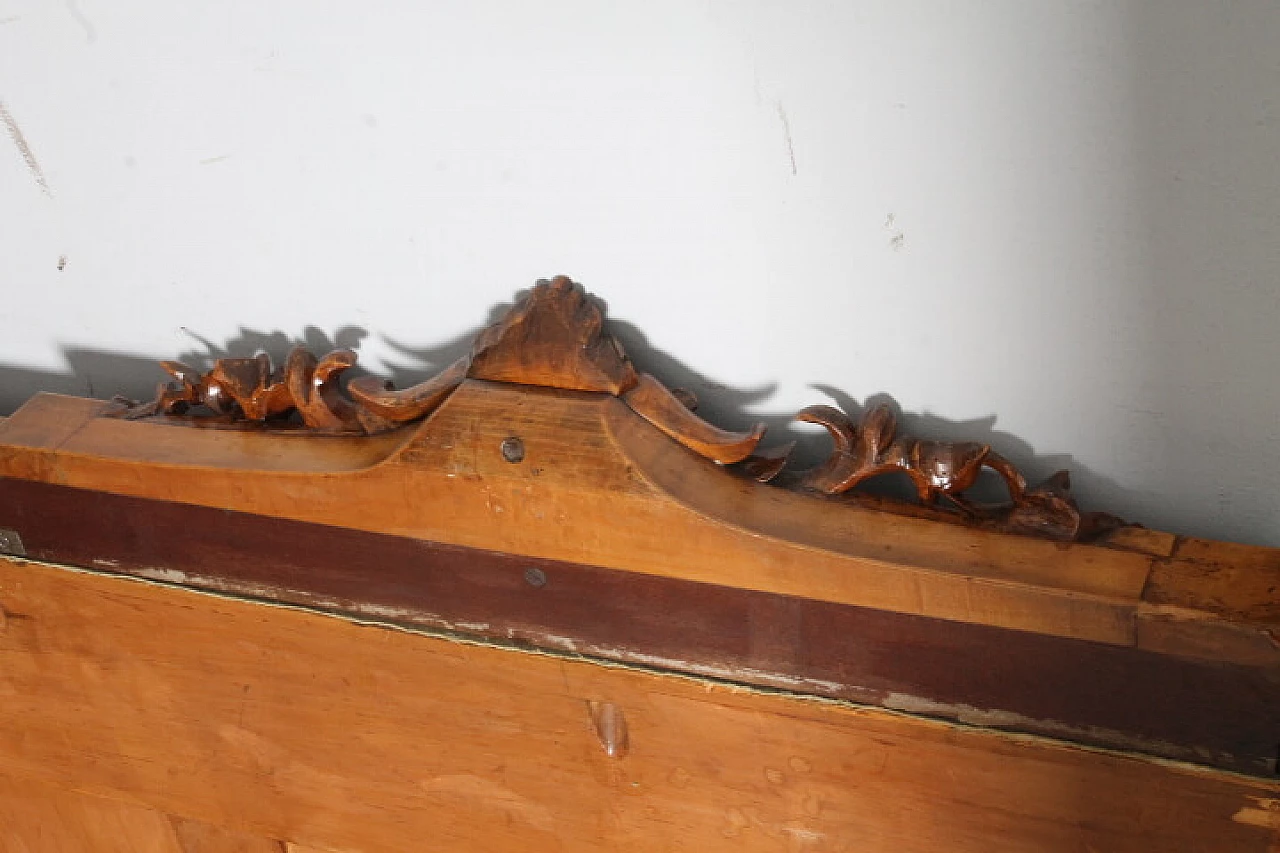 Napoleon III walnut and beige velvet headboard, late 19th century 15