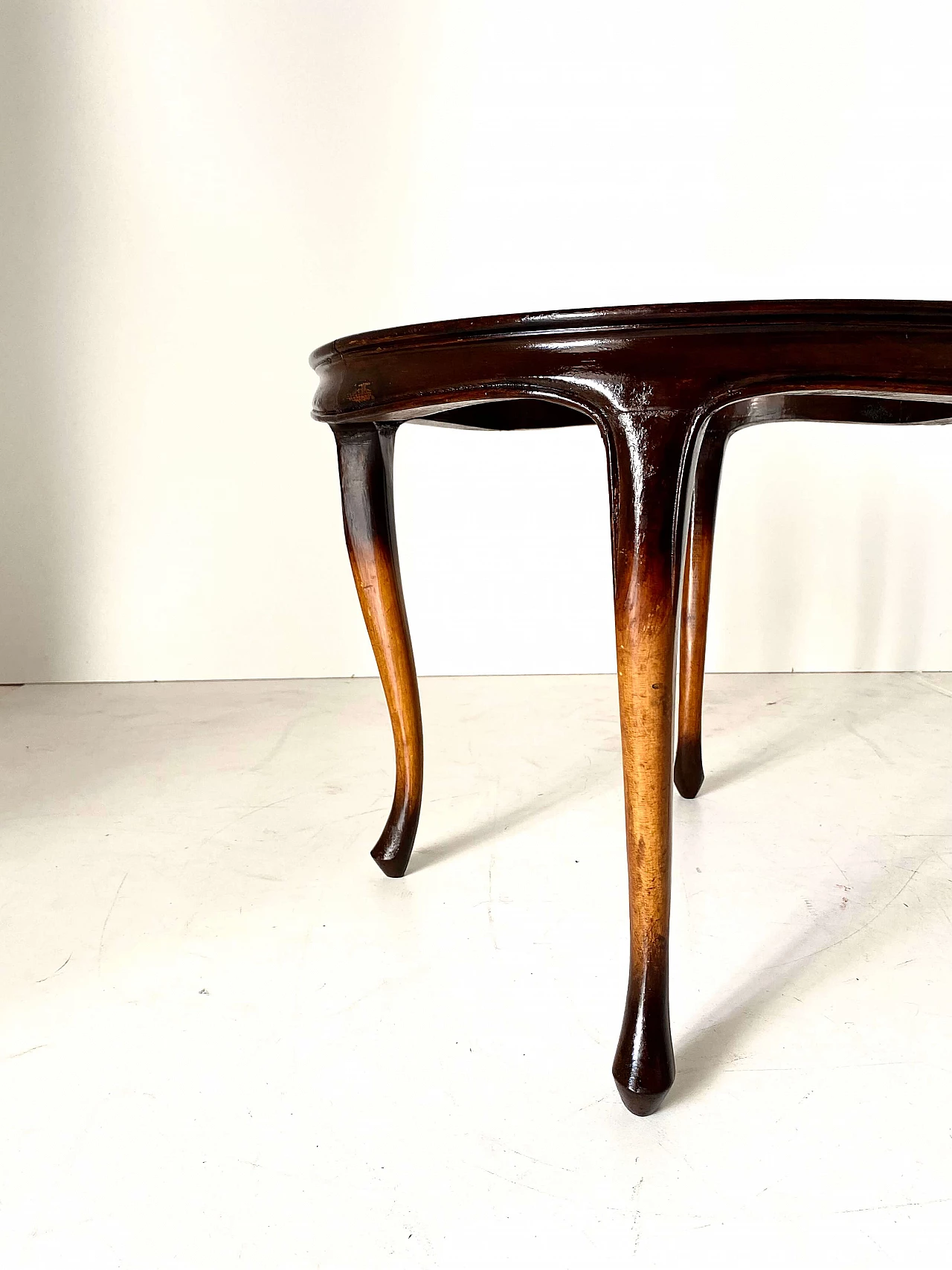 Pair of Art Deco armchairs, sofa and coffee table in solid walnut, 1930s 24