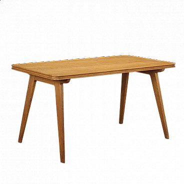 Tavolo in legno impiallacciato rovere, anni '50