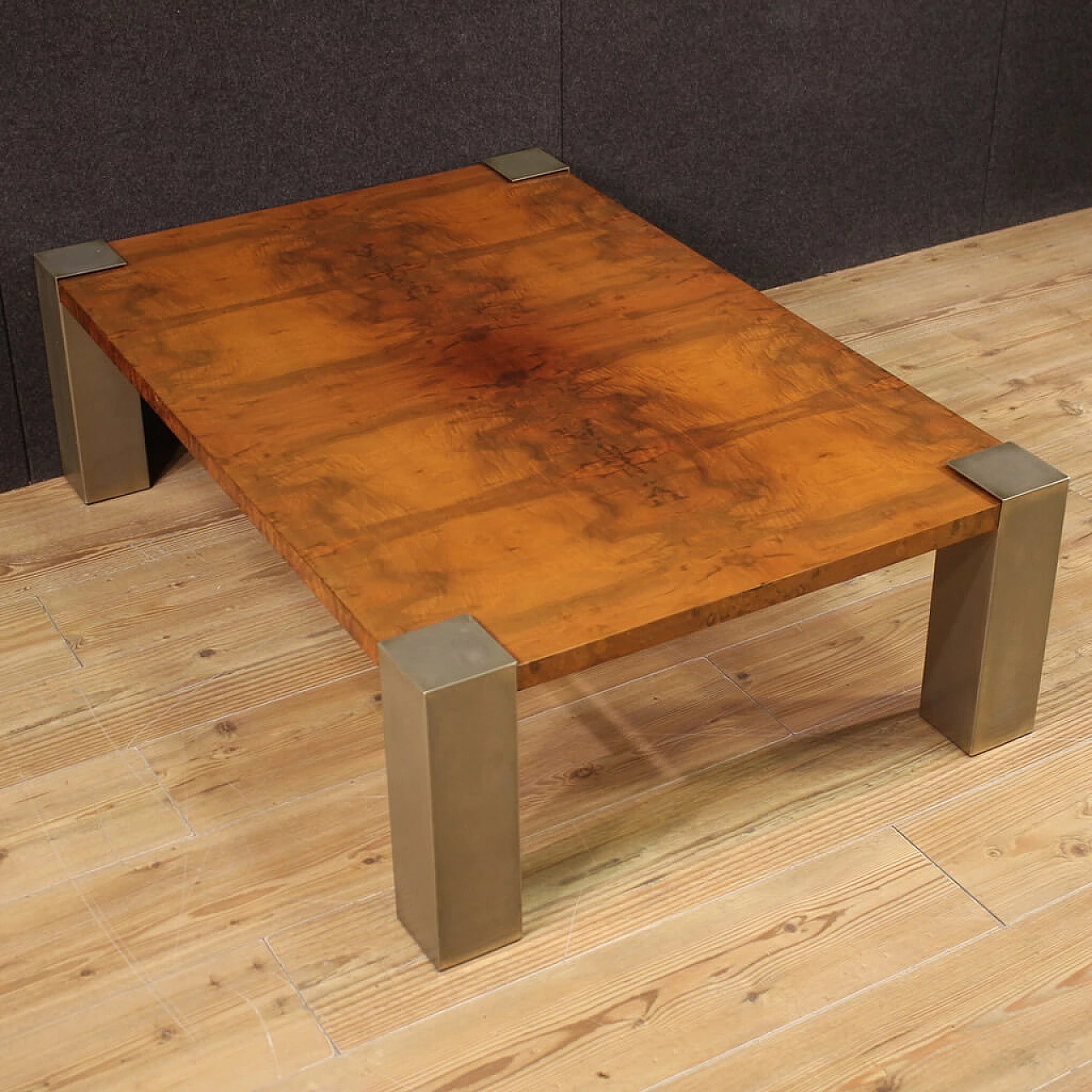 Coffee table with wooden top veneered in walnut with chromed metal legs, 1970s 10