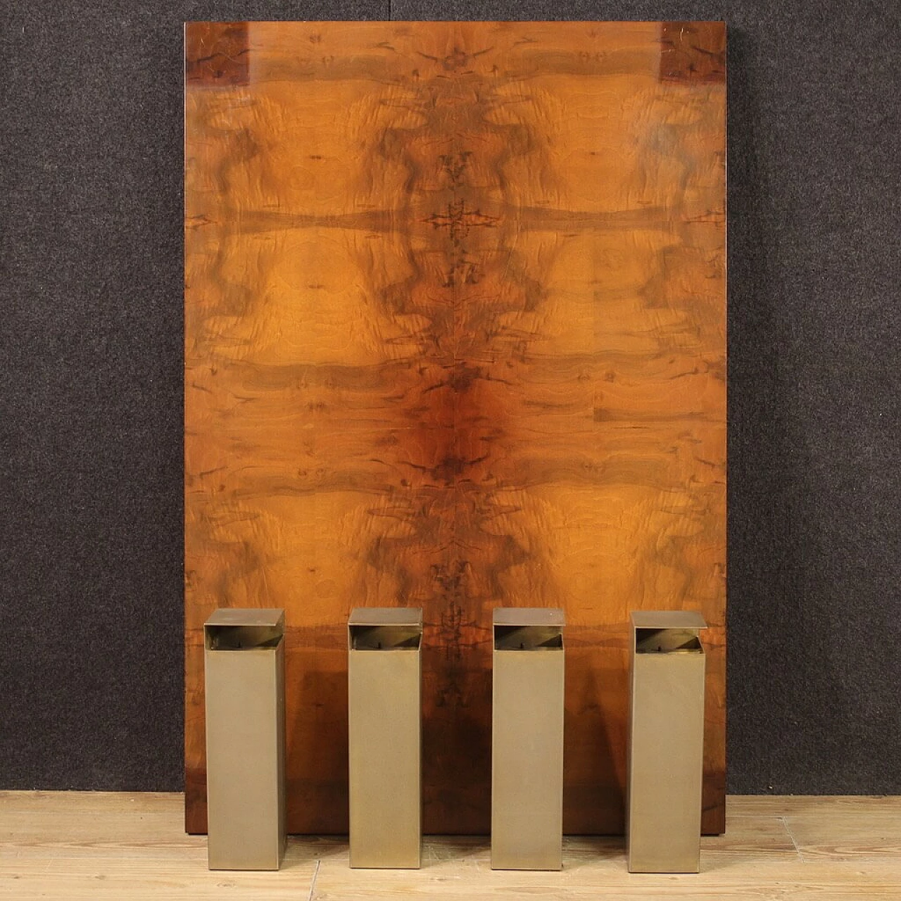 Coffee table with wooden top veneered in walnut with chromed metal legs, 1970s 11