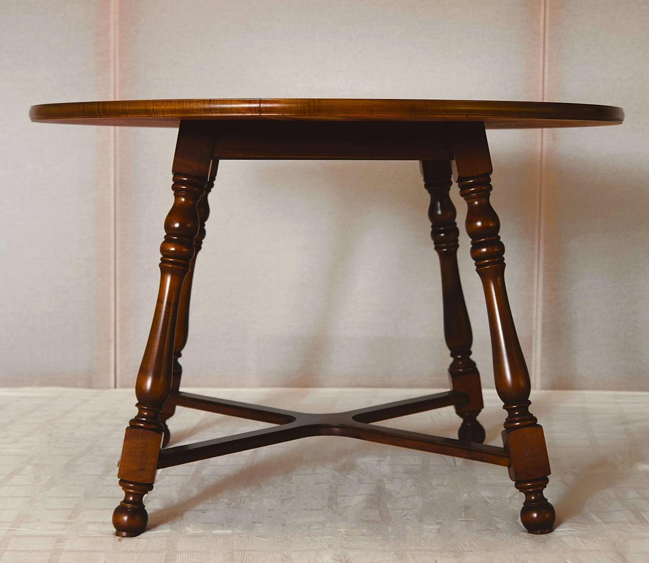 Solid walnut Colonial table with veneered top, 1940s 3