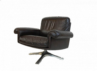 Brown leather and steel DS 31 armchair by De Sede, 1970s