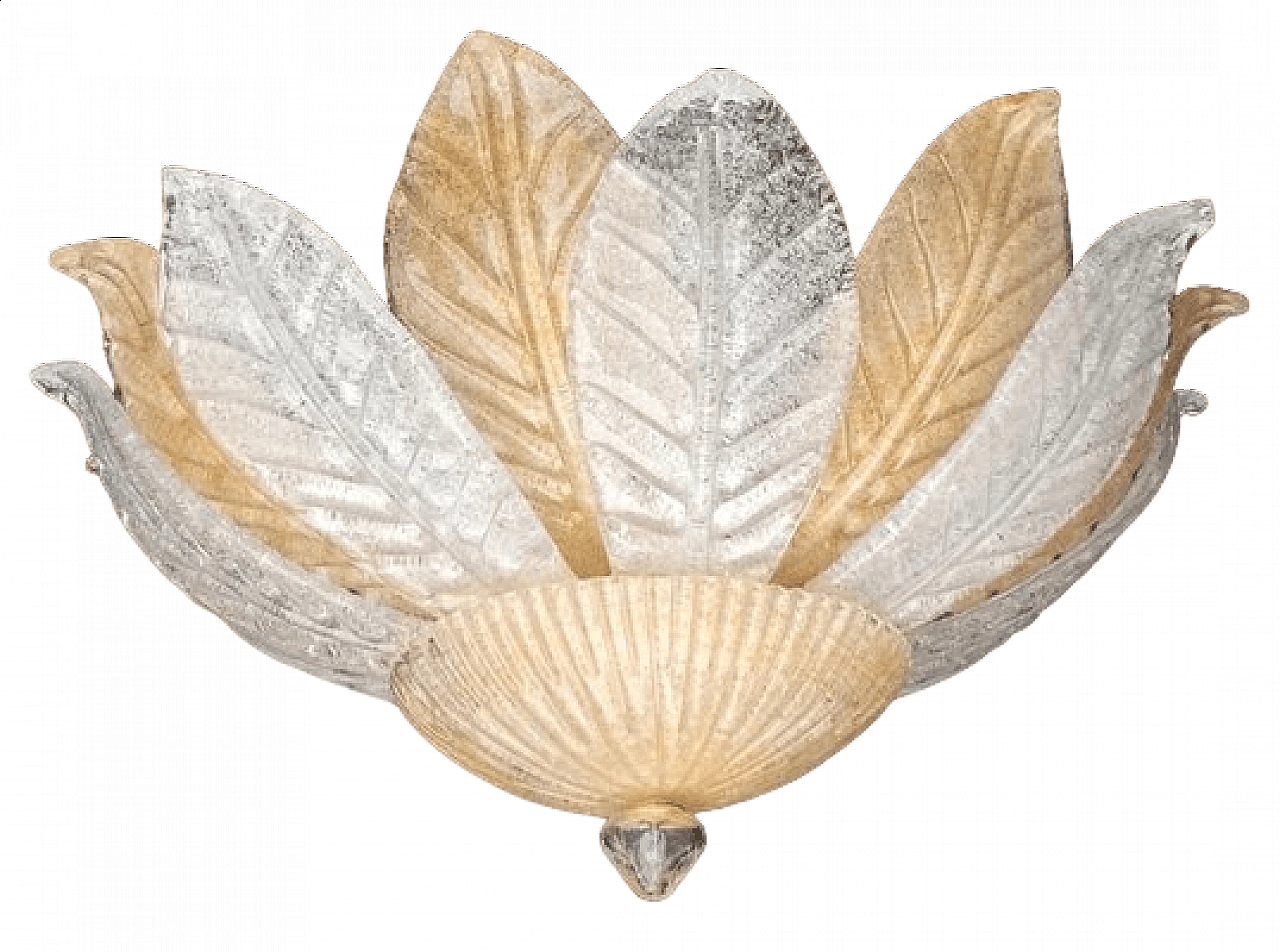 Transparent and amber Murano glass chandelier, 1990s 12