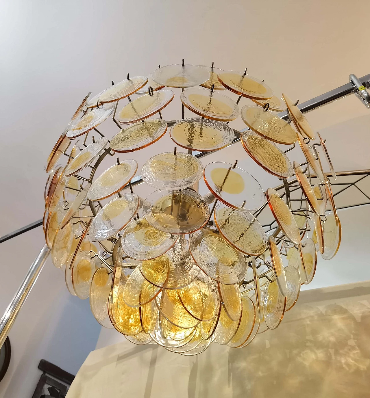 Murano glass disc chandelier by Carlo Nason, 1970s 4