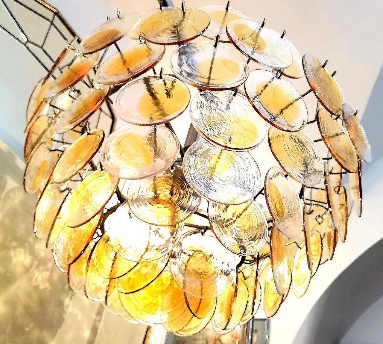 Murano glass disc chandelier by Carlo Nason, 1970s 6