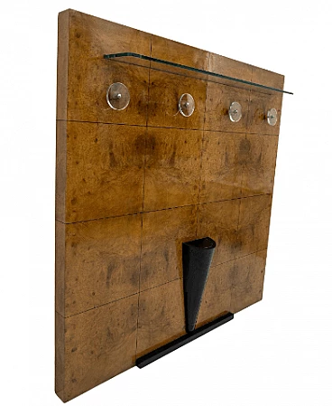 Appendiabiti in radica di noce e cristallo attribuito a Pier Luigi Colli, anni '30