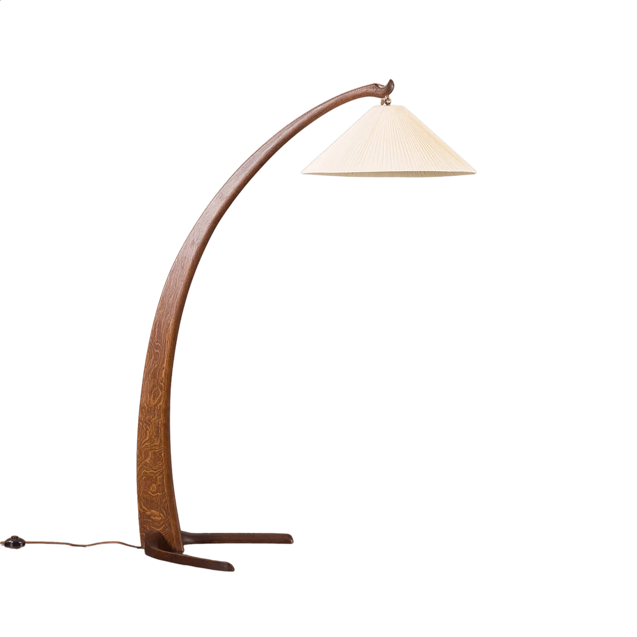 Lampada da terra ad arco in rovere scuro, anni '60 10