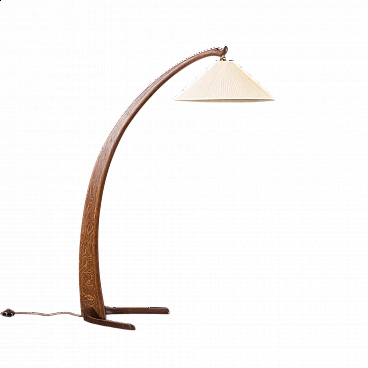Dark oak arc floor lamp, 1960s