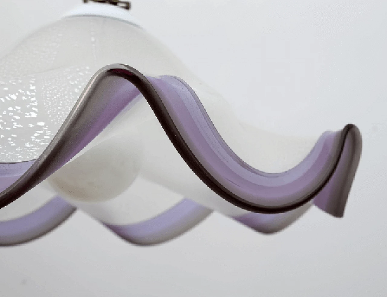 Lampada a sospensione in vetro di Murano con foglia d'argento, anni '70 10