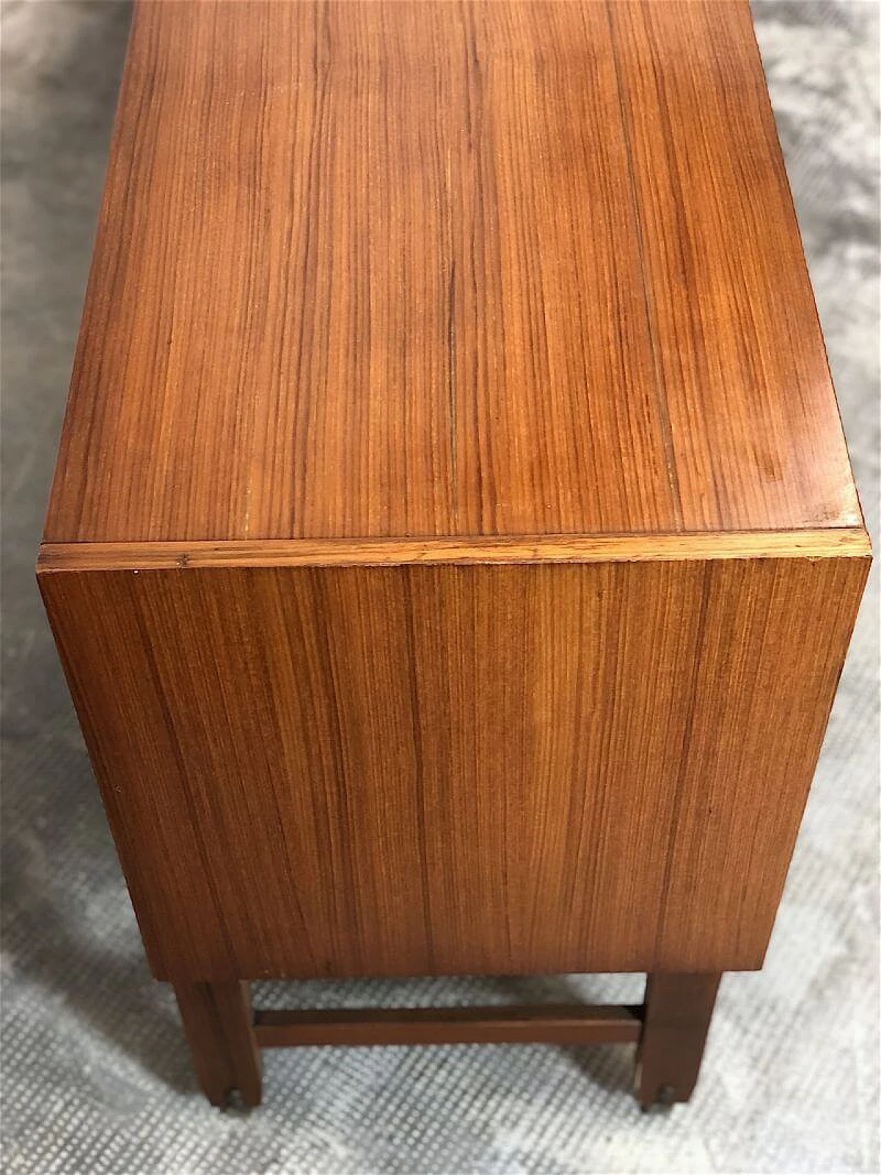 Teak veneered wood sideboard with brass details, 1960s 12