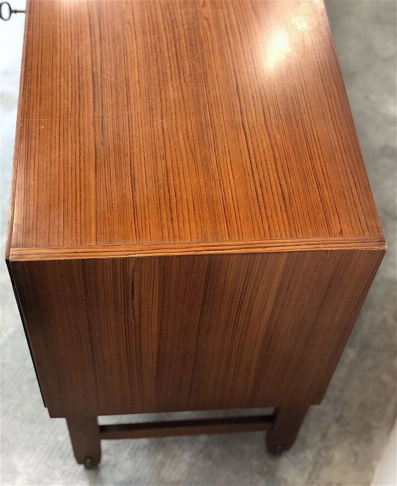 Teak veneered wood sideboard with brass details, 1960s 13