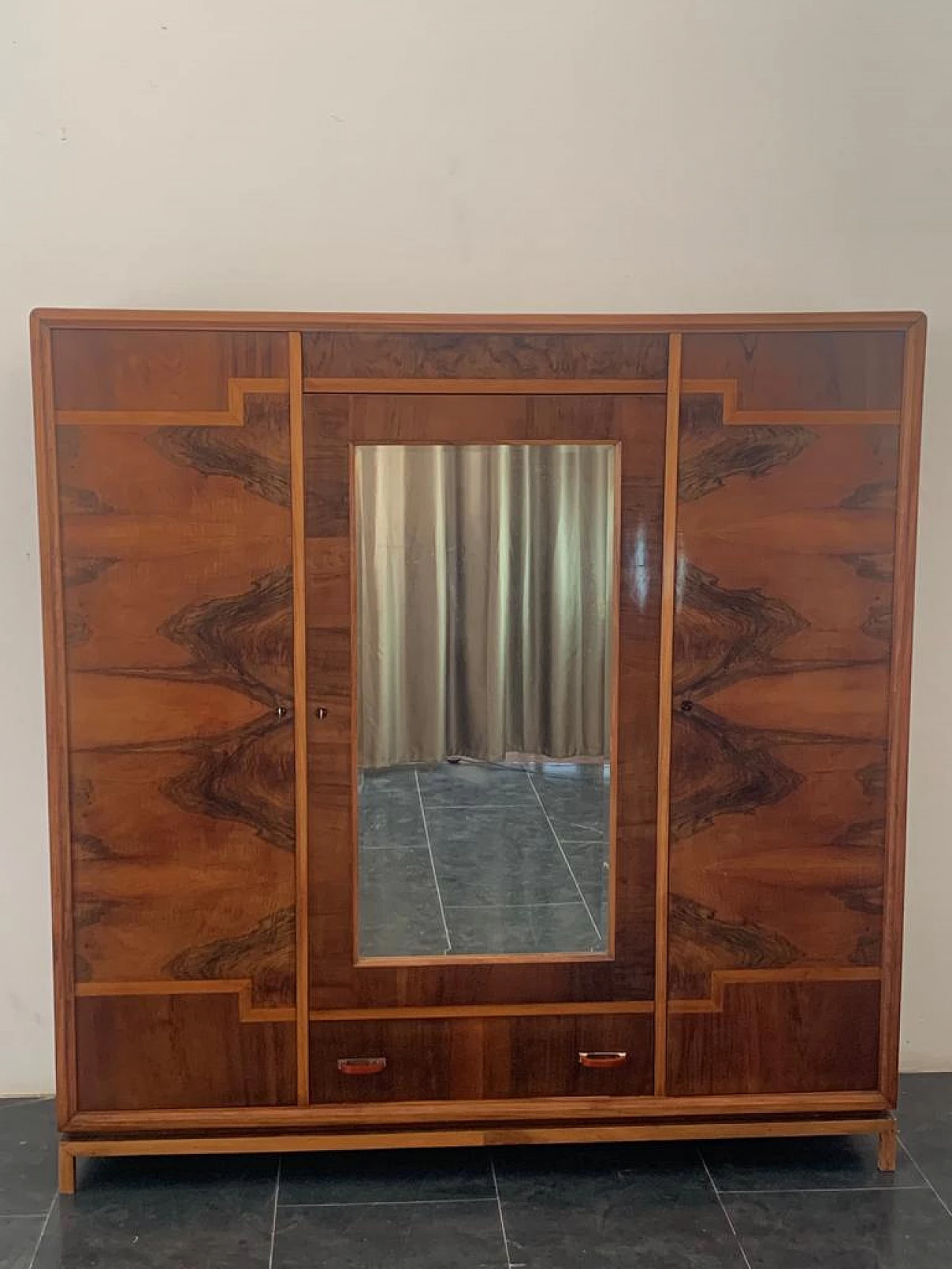 Art Deco wardrobe with mirror by Vezzani, 1930s 1