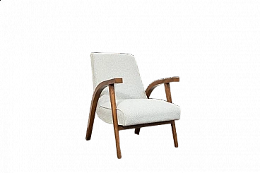 Beech, walnut and fabric armchair by Lejkowski and Leśniewski, 1960s