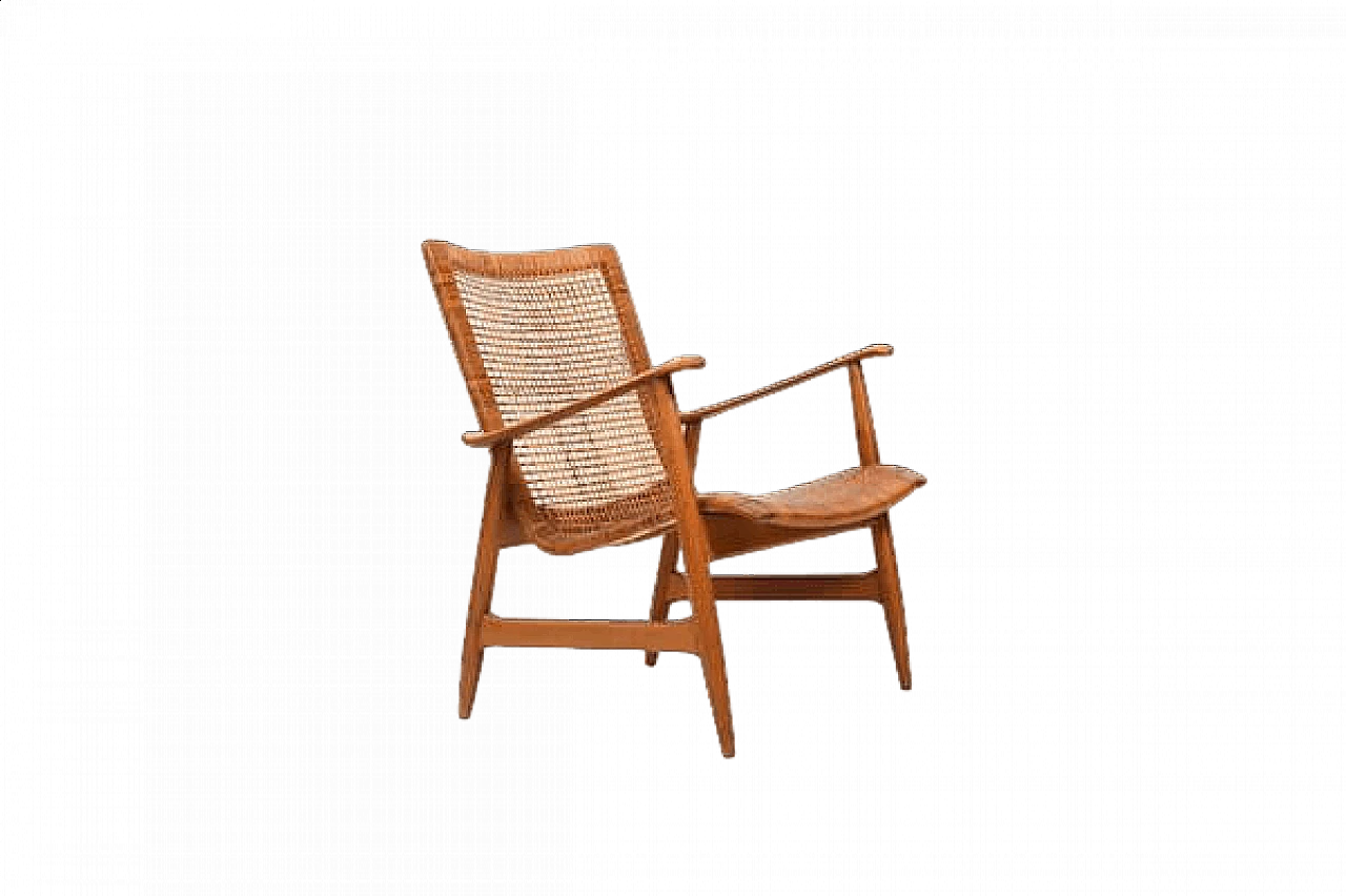 Cane and beech armchair attributed to Ib Kofod-Larsen, 1950s 13