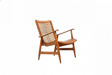 Cane and beech armchair attributed to Ib Kofod-Larsen, 1950s