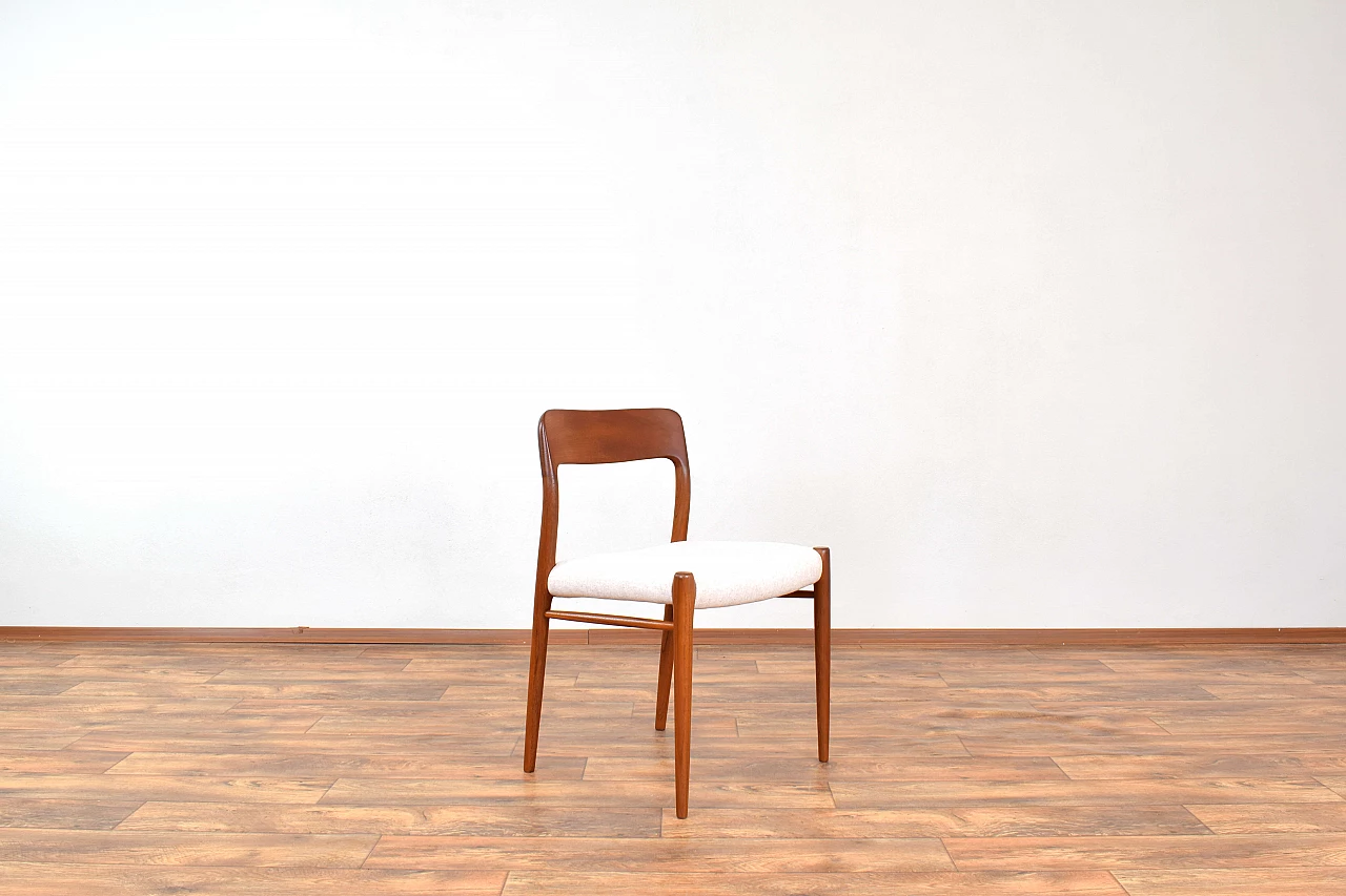 4 Chairs 75 in solid teak and leather by N. O. Møller for J.L. Møller, 1960s 3