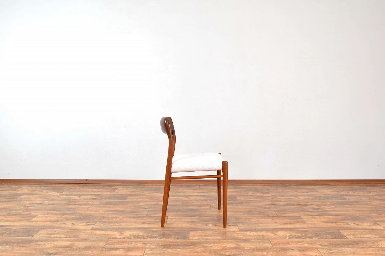 4 Chairs 75 in solid teak and leather by N. O. Møller for J.L. Møller, 1960s 5