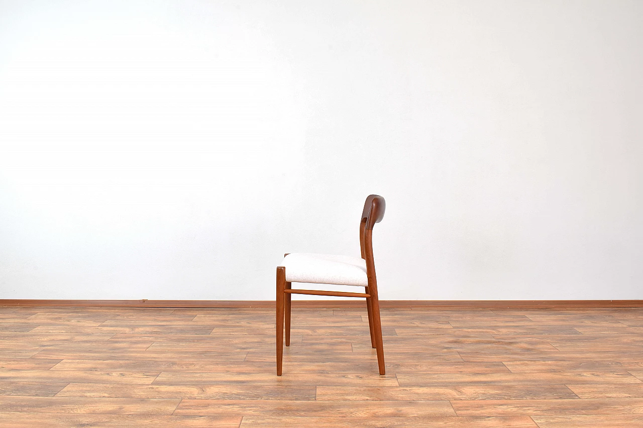4 Chairs 75 in solid teak and leather by N. O. Møller for J.L. Møller, 1960s 6