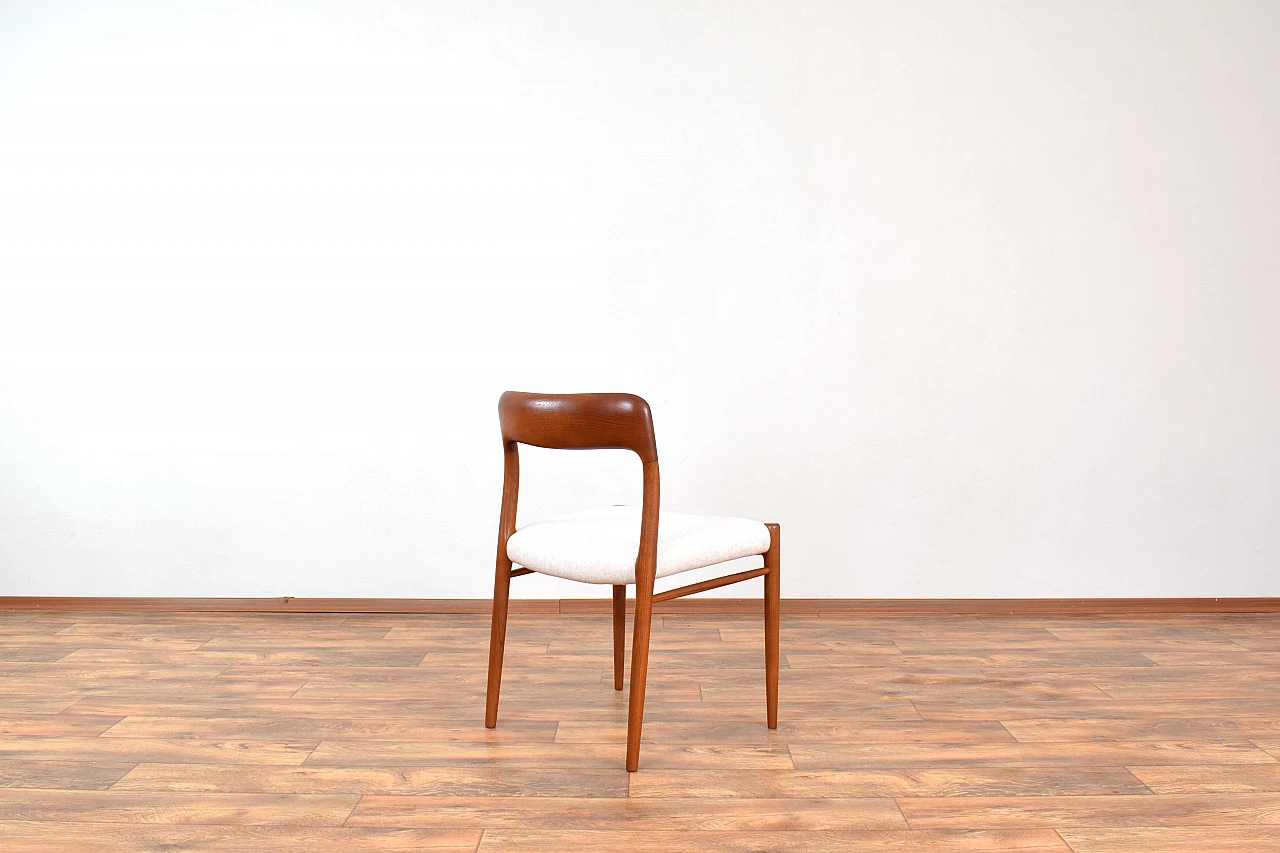 4 Chairs 75 in solid teak and leather by N. O. Møller for J.L. Møller, 1960s 7