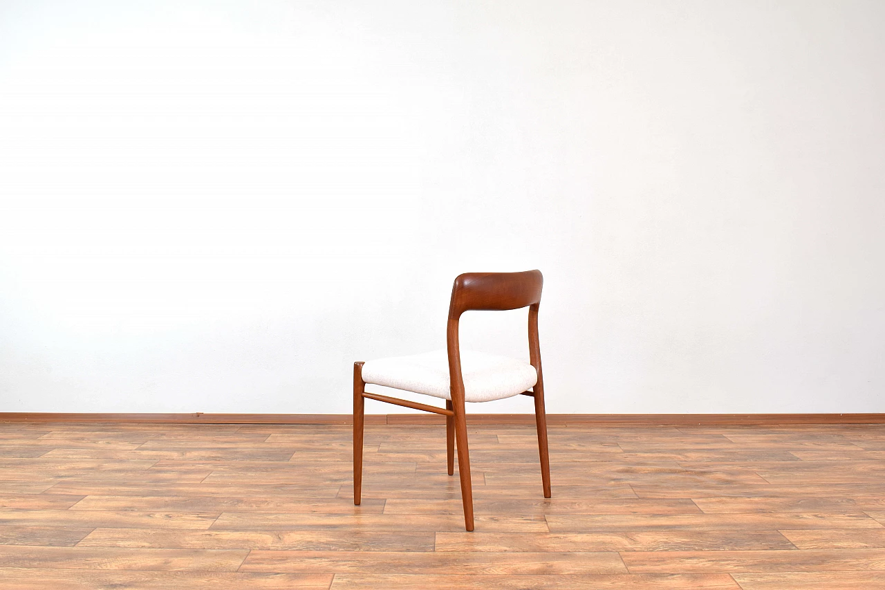 4 Chairs 75 in solid teak and leather by N. O. Møller for J.L. Møller, 1960s 8