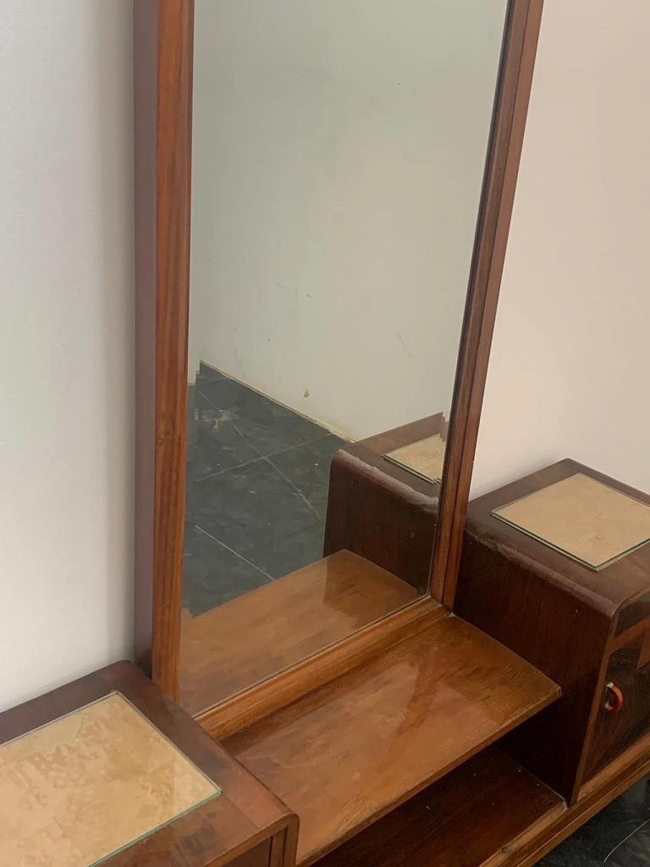 Toeletta con specchiera in noce, radica di noce e acero, anni '30 7