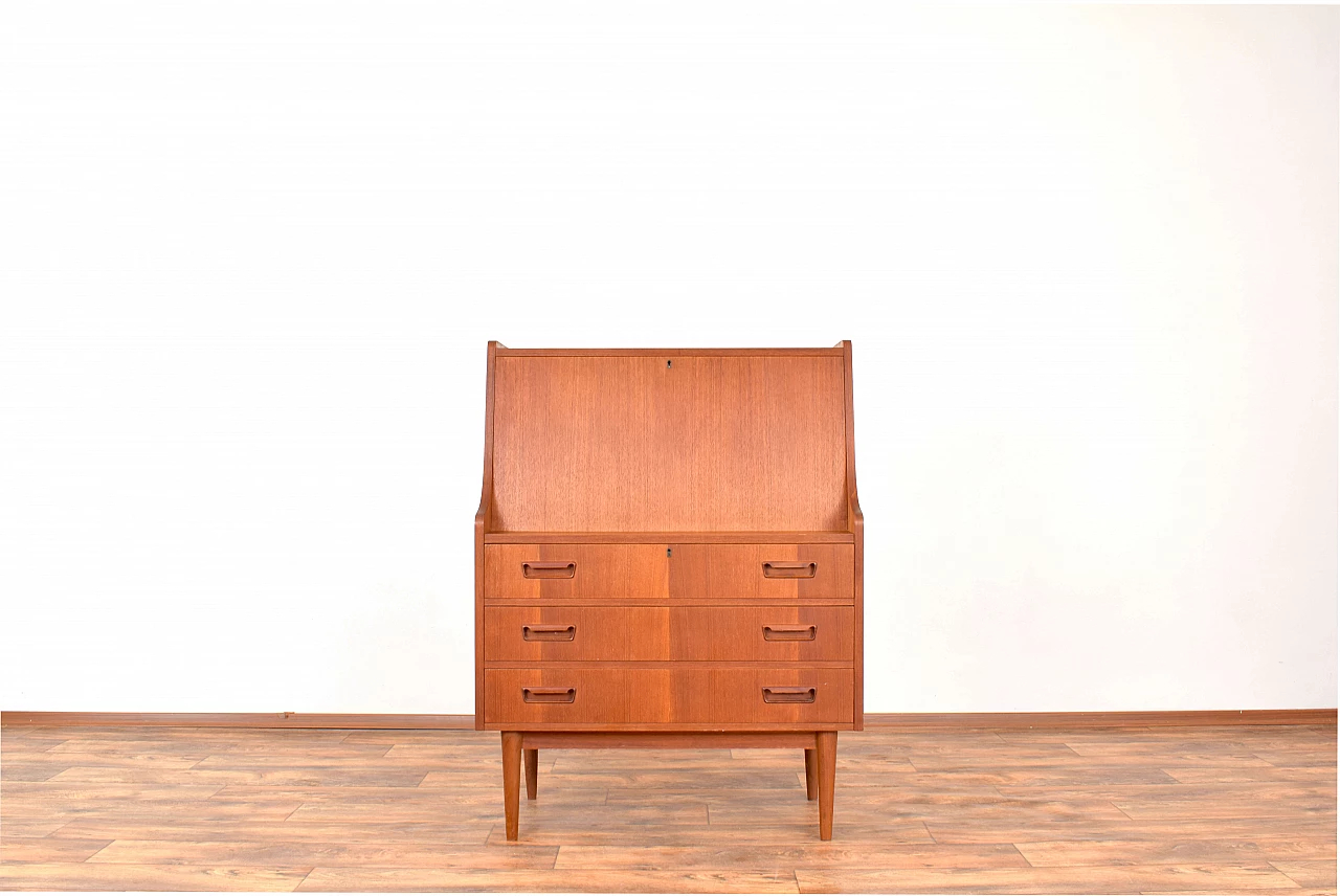 Secretaire danese in teak di Gunnar Nielsen per Tibergaard, anni '60 1