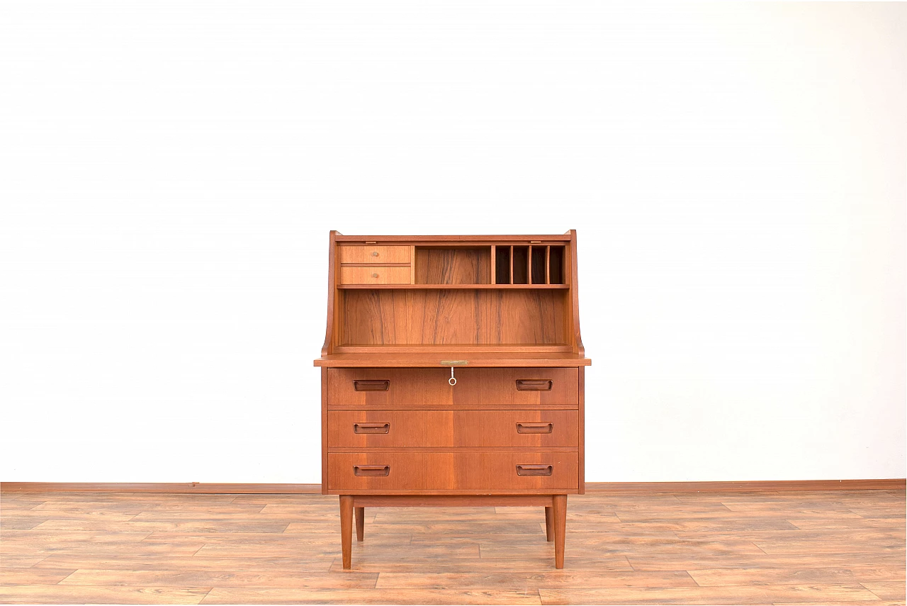 Secretaire danese in teak di Gunnar Nielsen per Tibergaard, anni '60 2