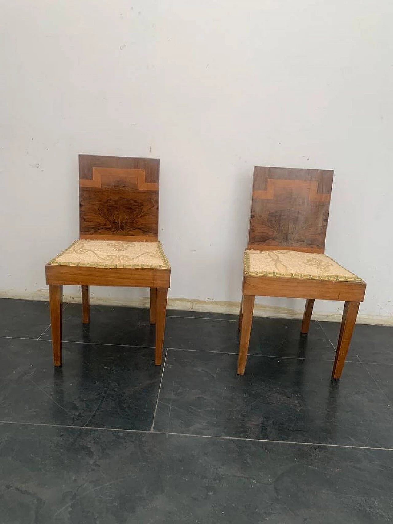 Pair of wooden chairs by Franco Vezzani, 1930s 1