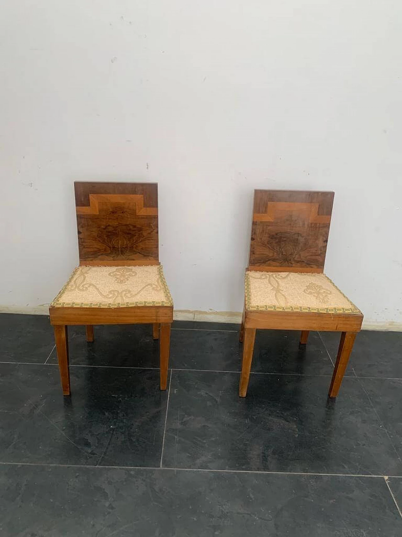 Pair of wooden chairs by Franco Vezzani, 1930s 2