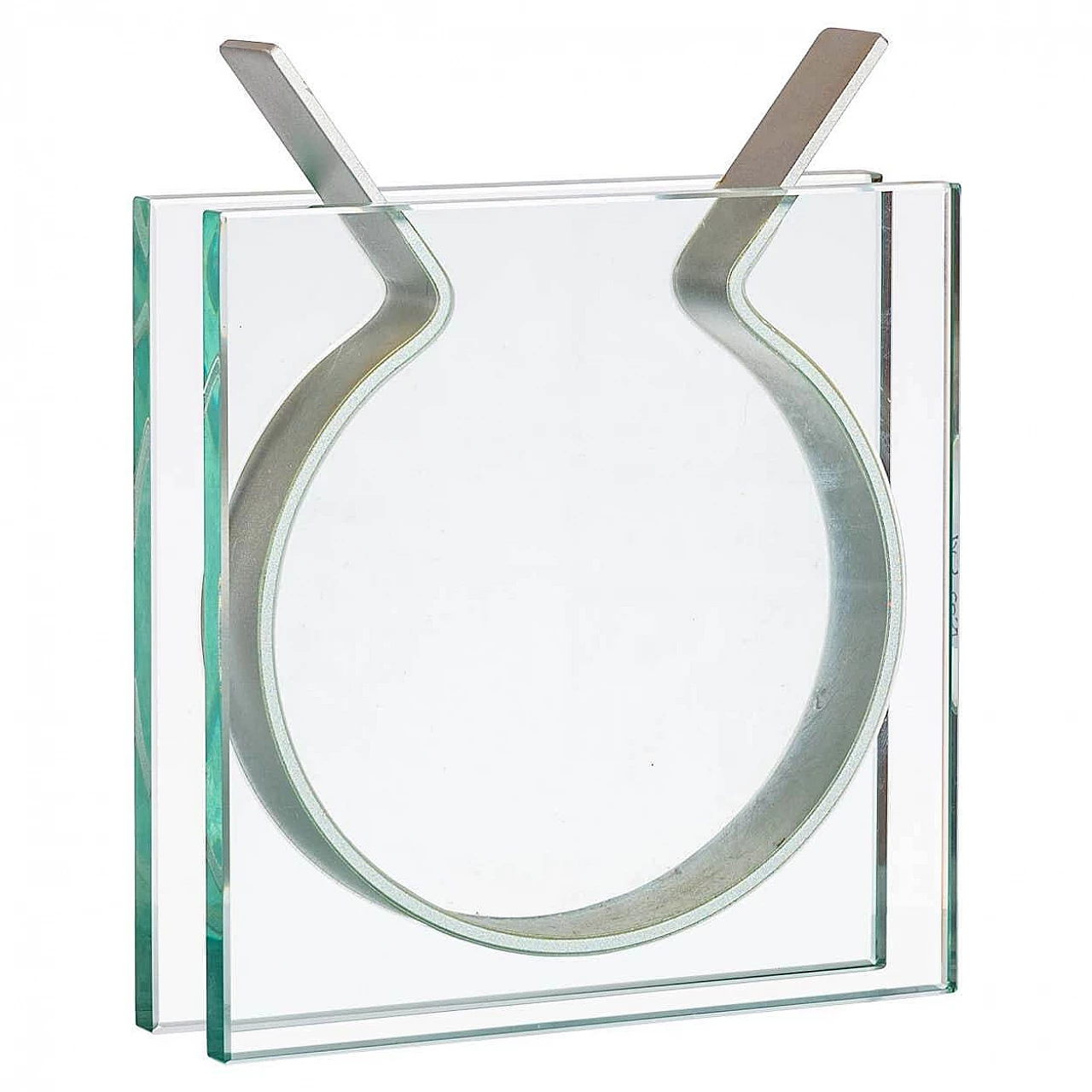 Square glass and metal vase, 1990s 1