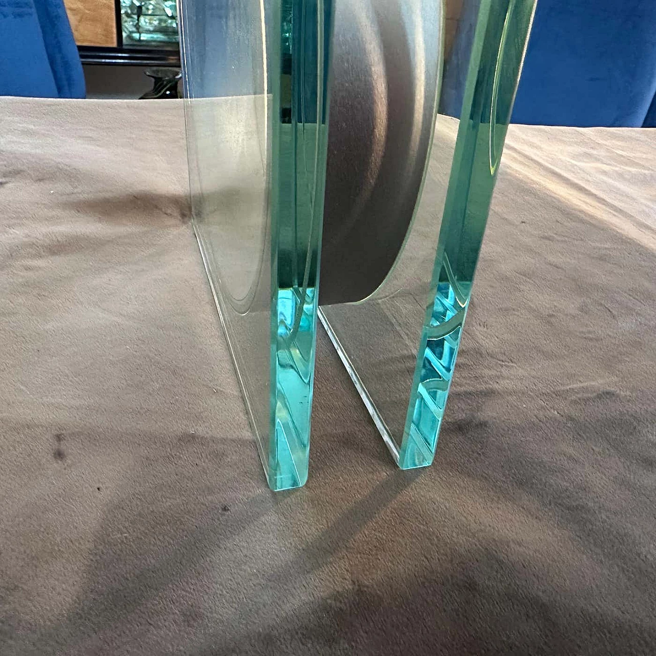 Square glass and metal vase, 1990s 6