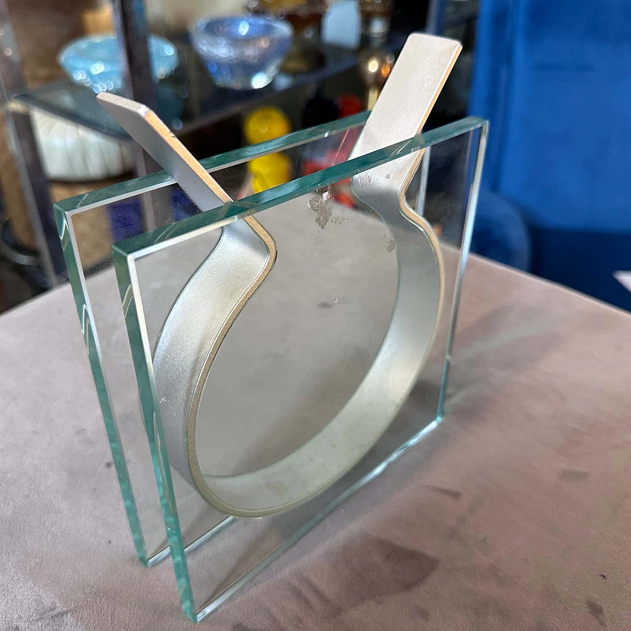 Square glass and metal vase, 1990s 9