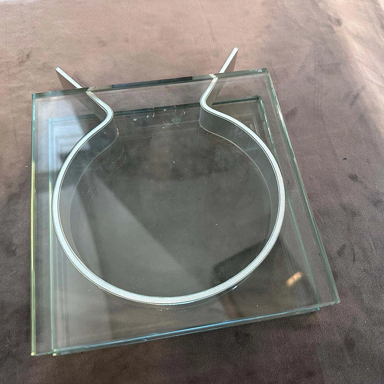 Square glass and metal vase, 1990s 10