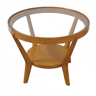 Tavolino in massello di rovere e vetro di A. Kropacek e K. Kozelka, anni '40