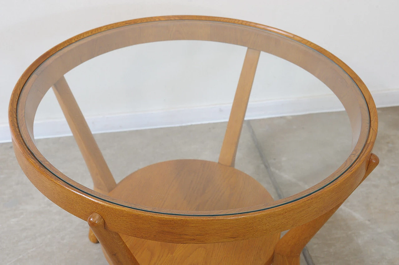 Solid oak and glass coffee table by A. Kropacek and K. Kozelka, 1940s 7