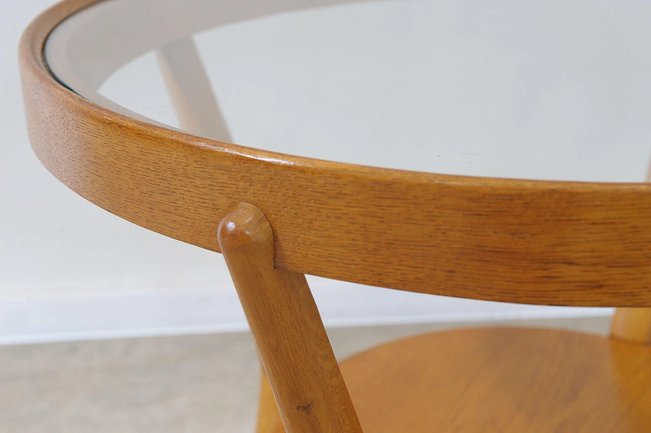 Solid oak and glass coffee table by A. Kropacek and K. Kozelka, 1940s 9