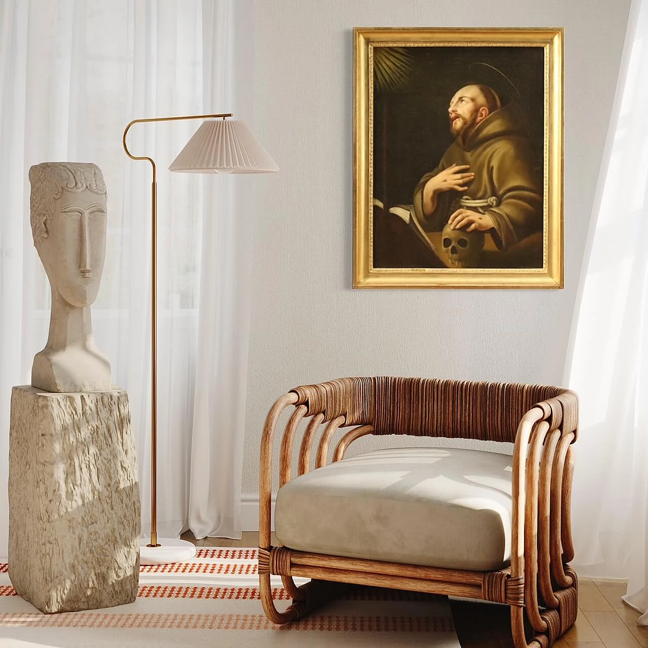 San Francesco d'Assisi, dipinto a olio su tela, '700 9