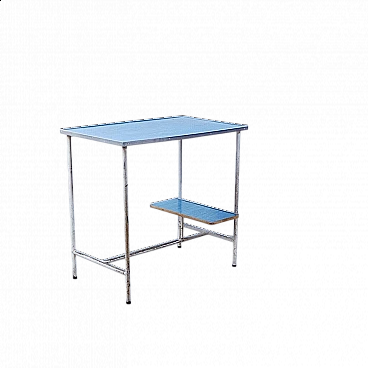Industrial iron and blue plate teaching desk, 1970s