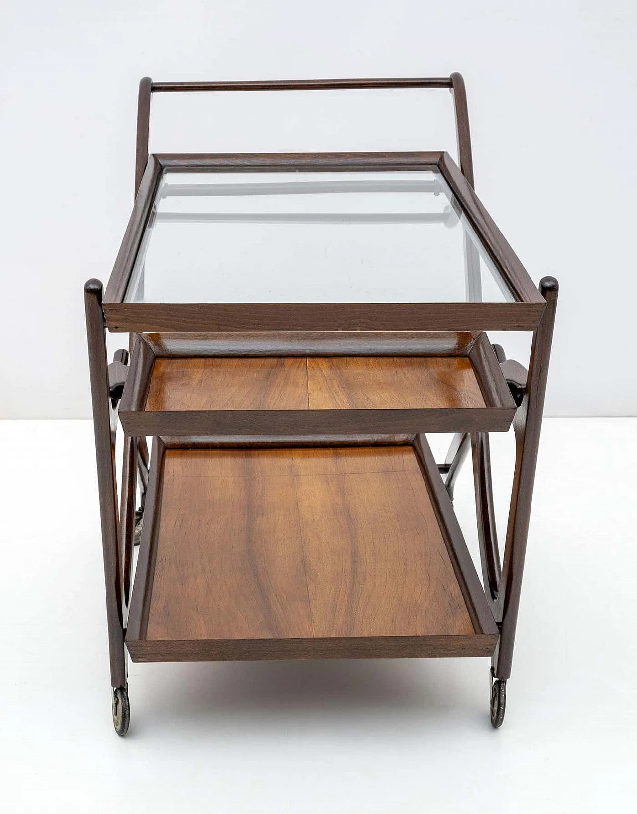 Walnut bar trolley by Cesare Lacca for Cassina, 1950s 8