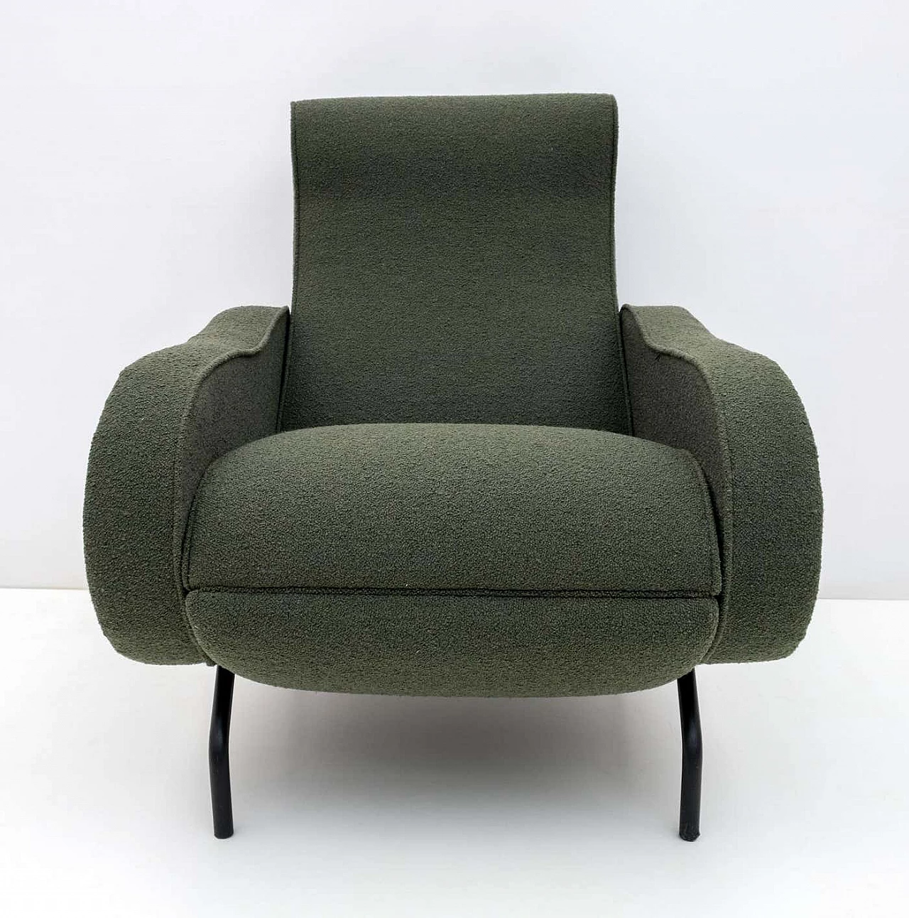 Recliner armchair in green bouclè by Marco Zanuso, 1950s 6