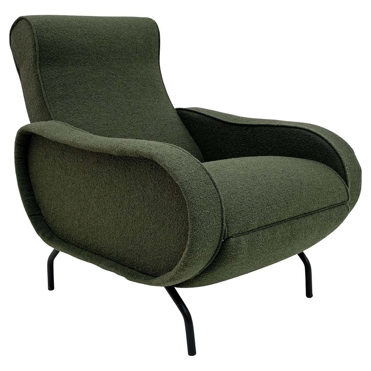 Recliner armchair in green bouclè by Marco Zanuso, 1950s 8