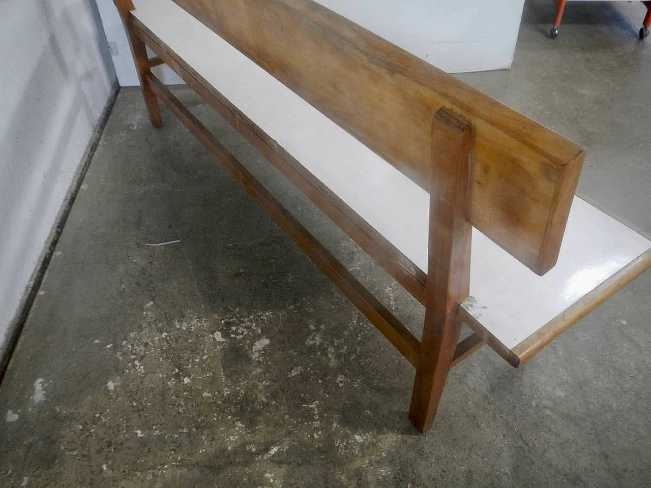 Cherry wood and white formica bench, 1950s 7